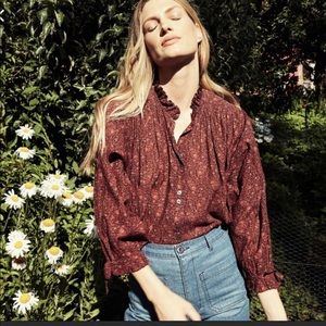 Doen Rose Top in Aubergine Prairie Paisley